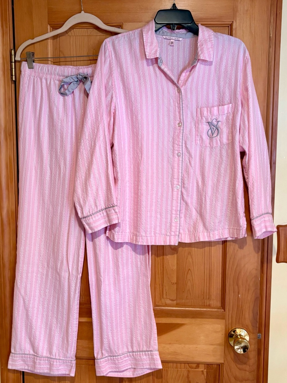 Victoria's Secret Pink Striped Cotton Pajama Set